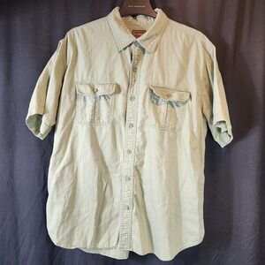 CE Schmidt Workwear Short Sleeve‎ Button Up Shirt Light Green Cotton XL